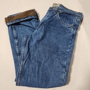 Wrangler Authentics Mens Fleece Lined Straight Leg Jeans Blue 32x30 10ZM2FLSW